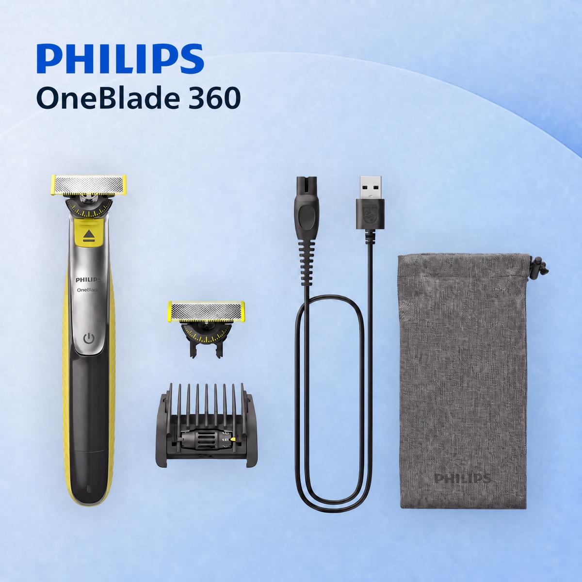 Philips OneBlade 360° Shaver + Extra Blade + 5-in-1 Comb